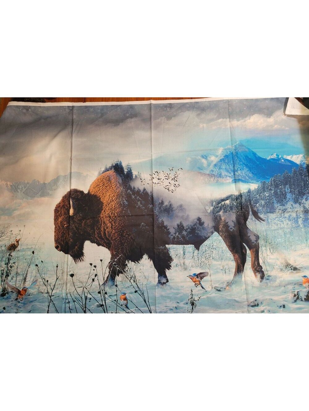 Call of the Wild American Buffalo Bison Panel cotton quilt fabric Hoffman 29x43